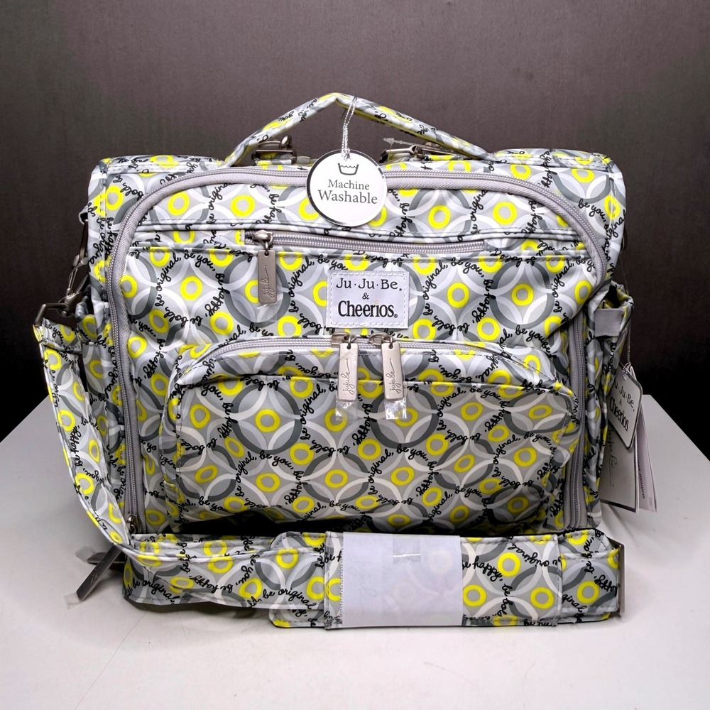 Ju-Ju-Be x Cheerios B.F.F. Convertible Diaper Bag Backpack Grey Yellow NWT